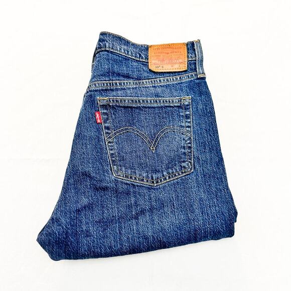 Levi’s 501 Straight Classic Dark Wash Button Fly Denim Jeans Size 29 x 28 - Picture 1 of 9